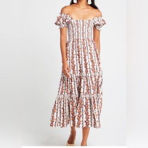 O.P.T Smocked Floral Midi Dress Sz XS